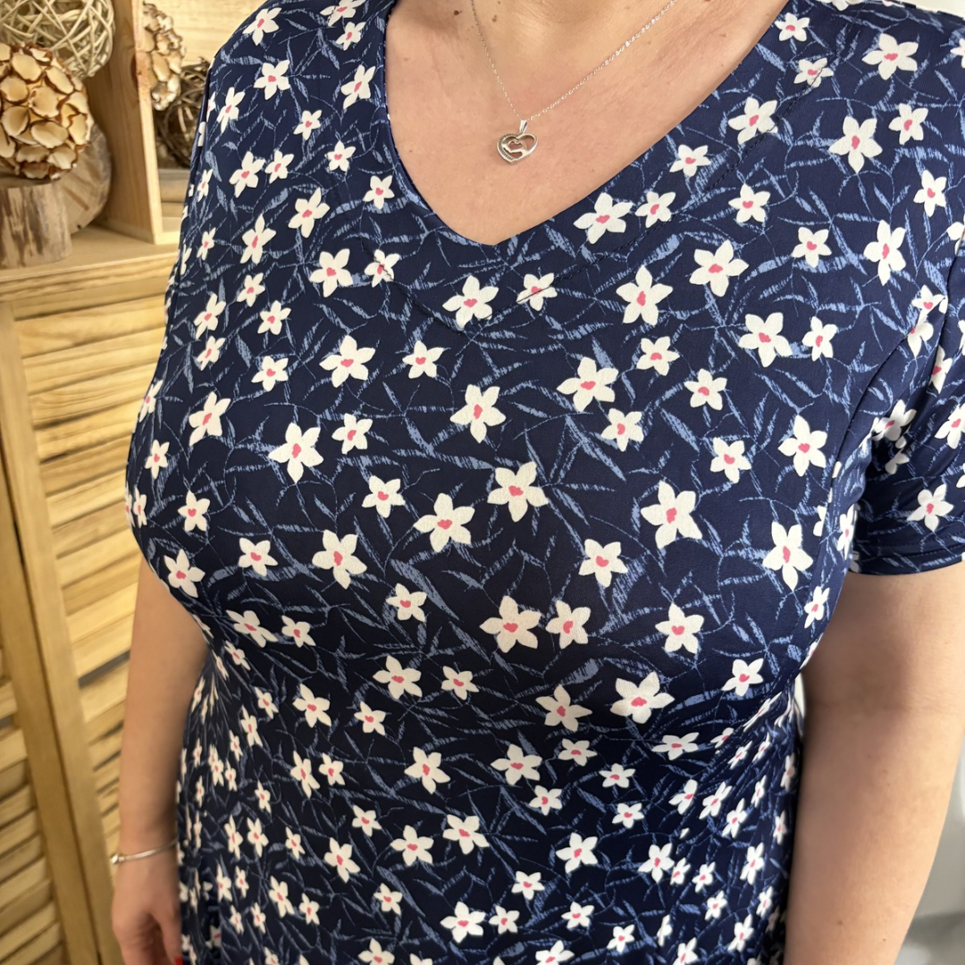 Robe à panneau Fleurie fond marine