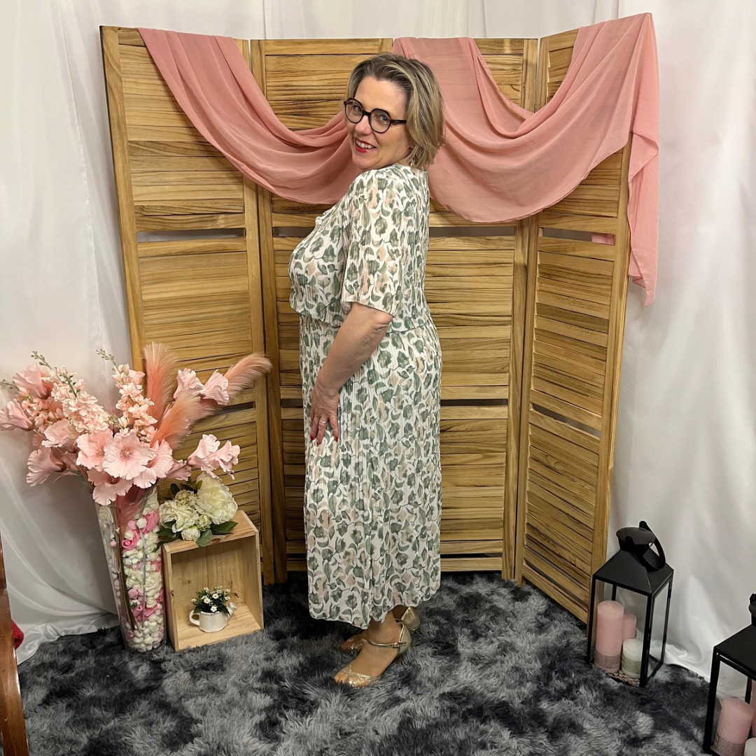 Robe Mi longue Plissée Manche courte