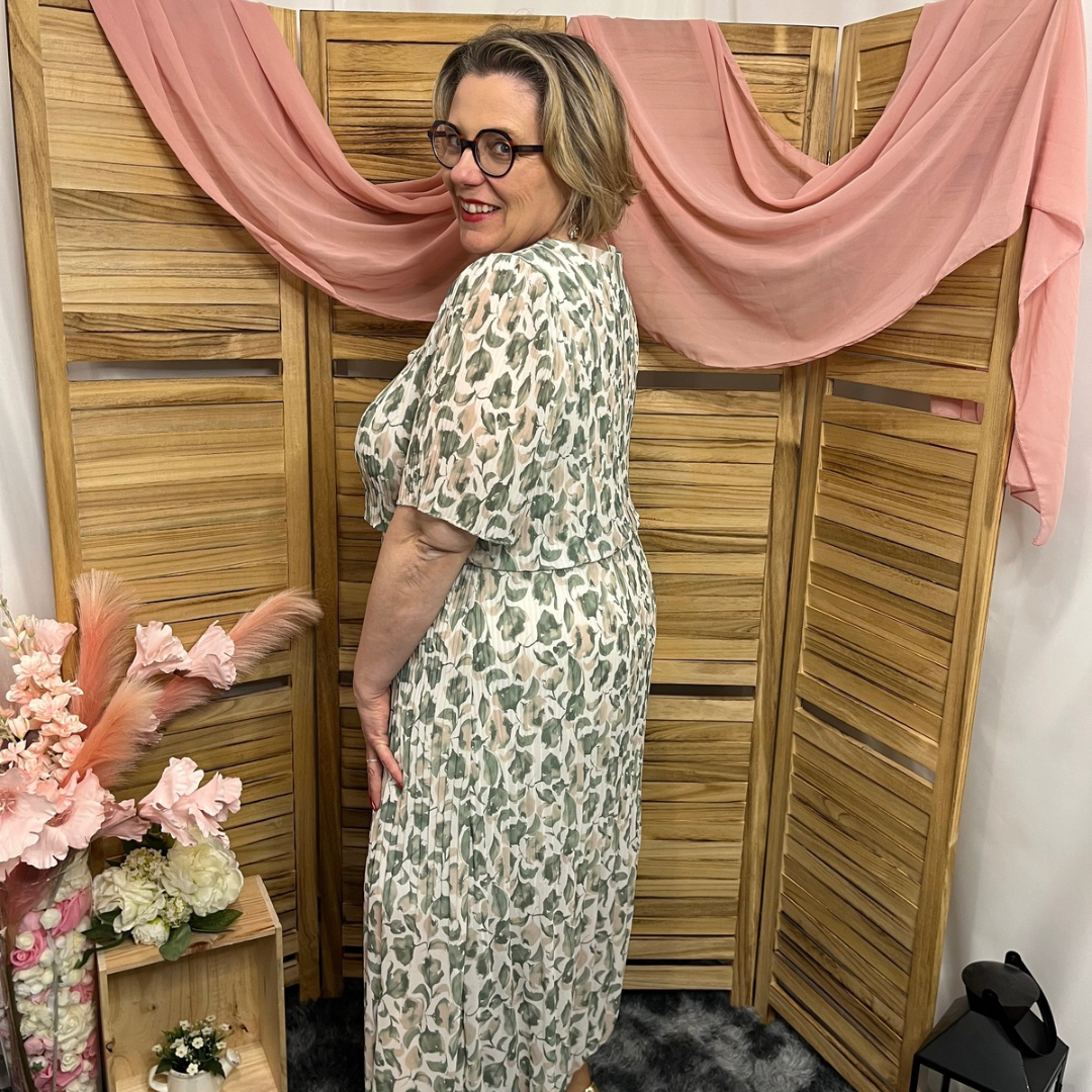 Robe Mi longue Plissée Manche courte