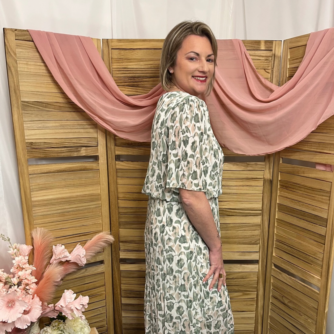 Robe Mi longue Plissée Manche courte