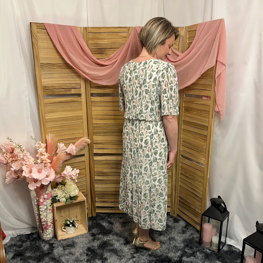 Robe Mi longue Plissée Manche courte