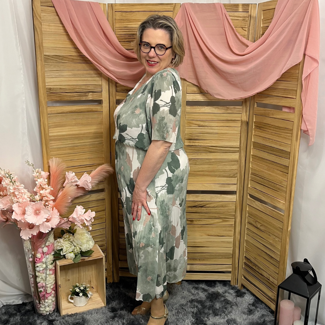 Robe Mi longue Plissée Manche courte