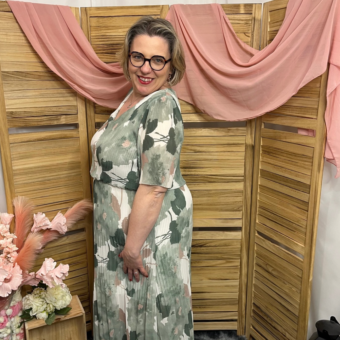 Robe Mi longue Plissée Manche courte
