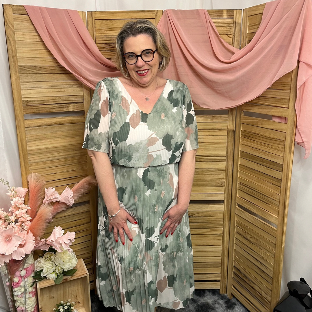 Robe Mi longue Plissée Manche courte
