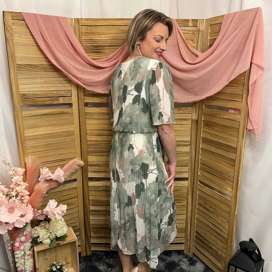 Robe Mi longue Plissée Manche courte