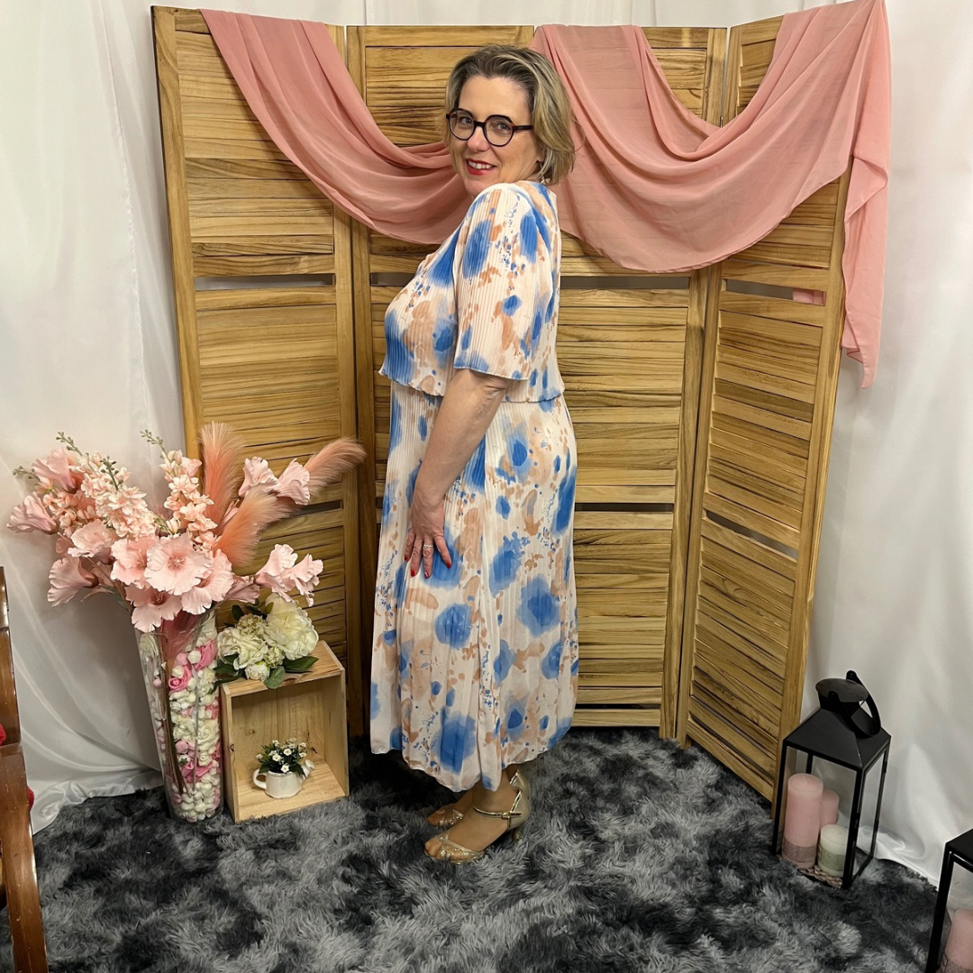Robe Mi longue Plissée Manche courte