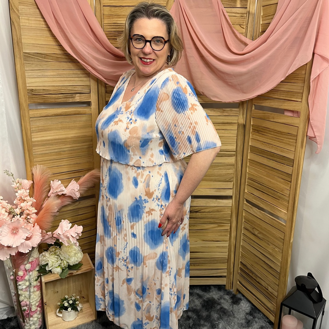Robe Mi longue Plissée Manche courte