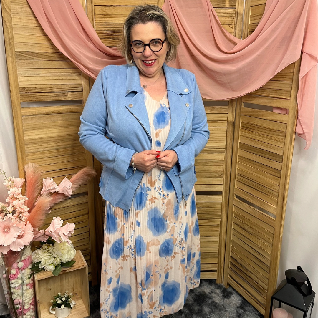 Robe Mi longue Plissée Manche courte