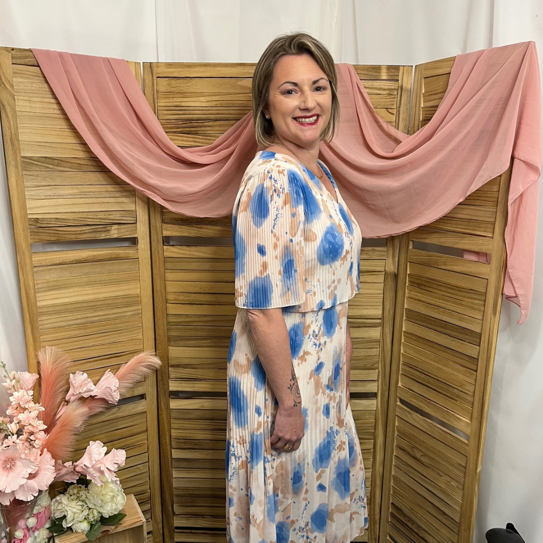 Robe Mi longue Plissée Manche courte