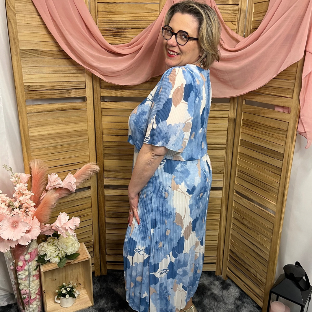 Robe Mi longue Plissée Manche courte