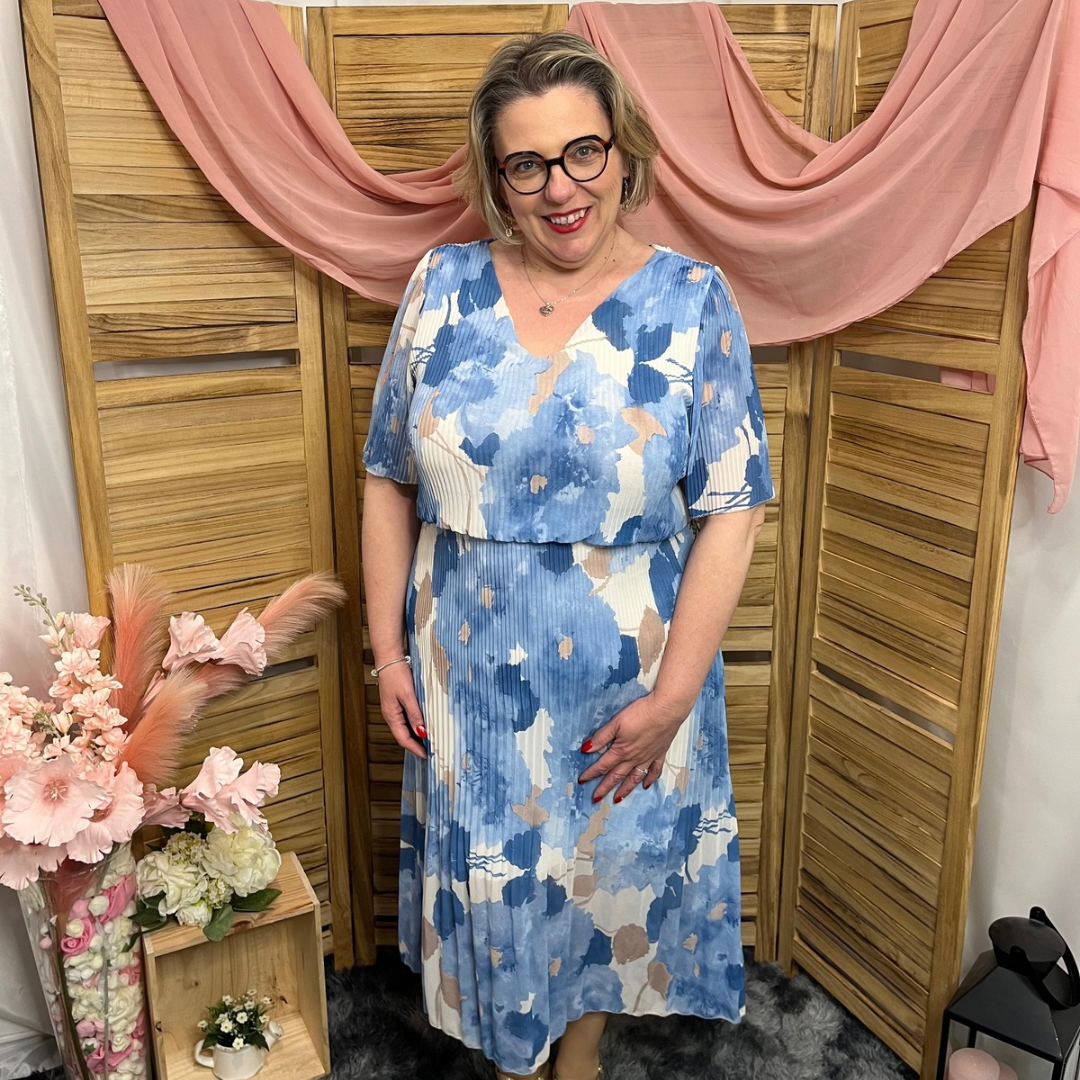 Robe Mi longue Plissée Manche courte
