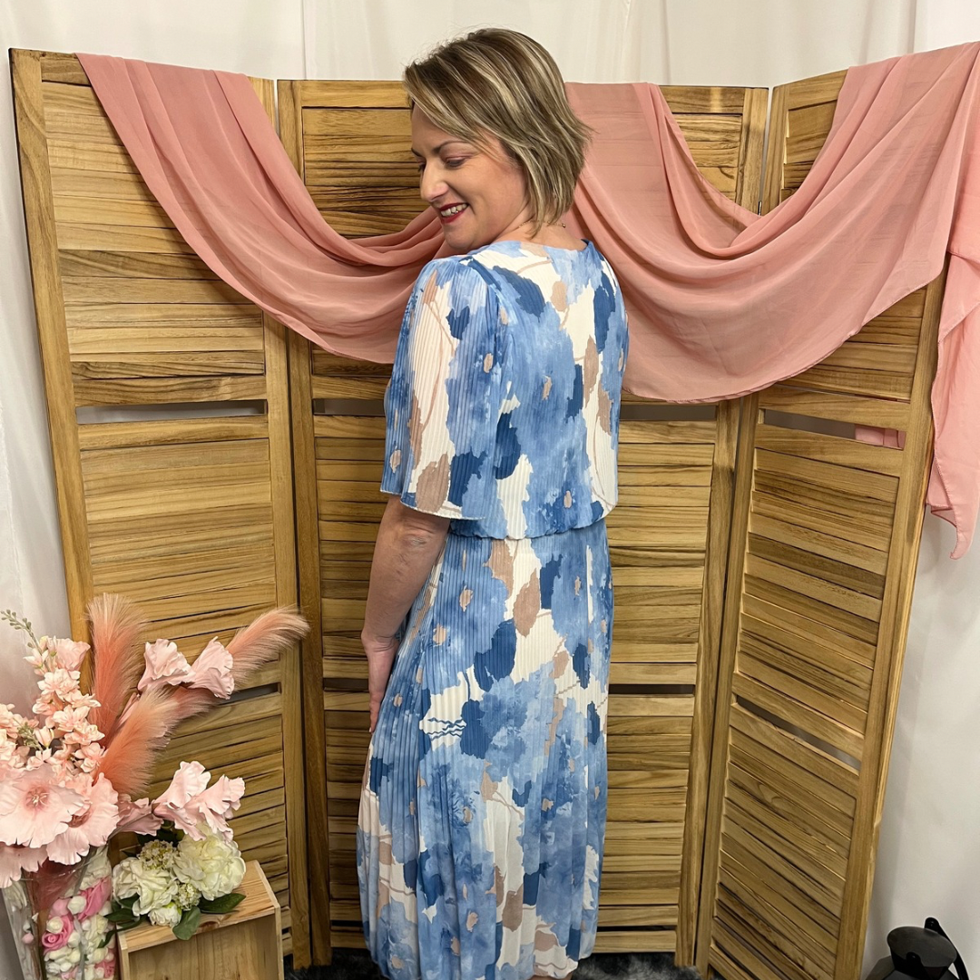 Robe Mi longue Plissée Manche courte