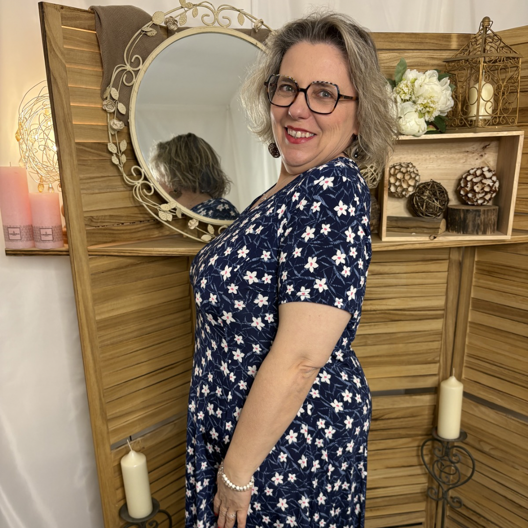 Robe à panneau Fleurie fond marine