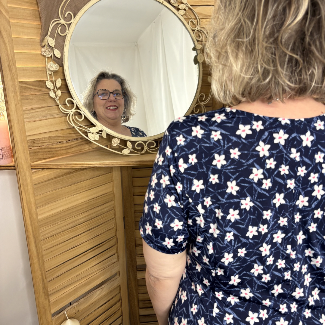 Robe à panneau Fleurie fond marine