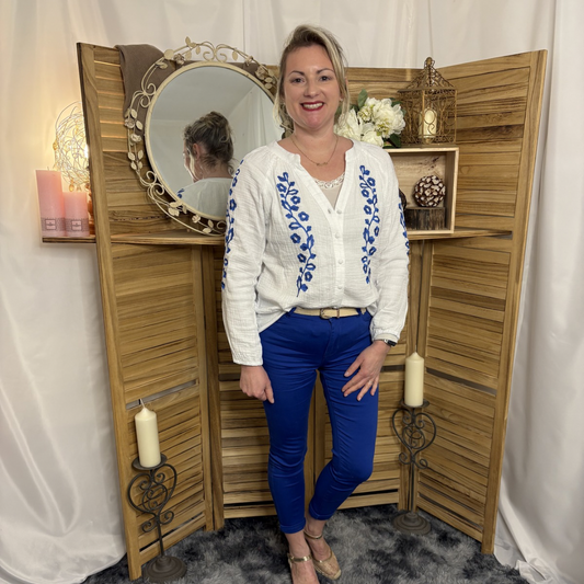 Blouse gaz de coton brodé