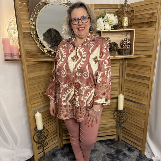 Chemisier motif Arabesque Rose