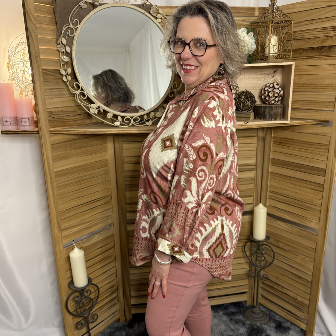 Chemisier motif Arabesque Rose