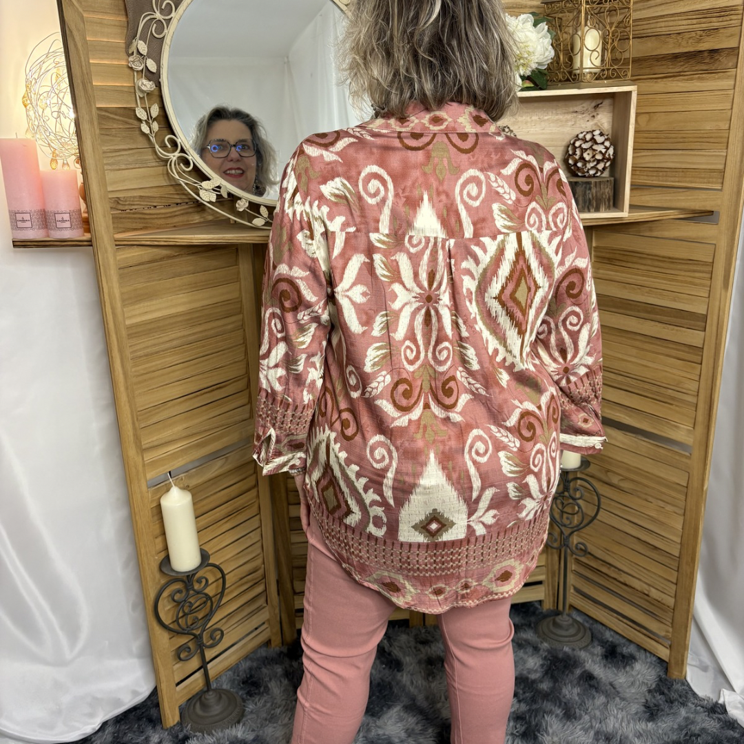 Chemisier motif Arabesque Rose