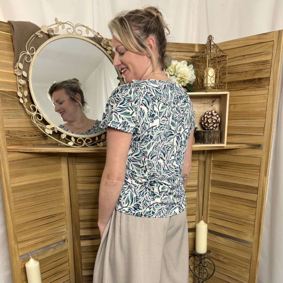 Blouse Fleuri fond vert