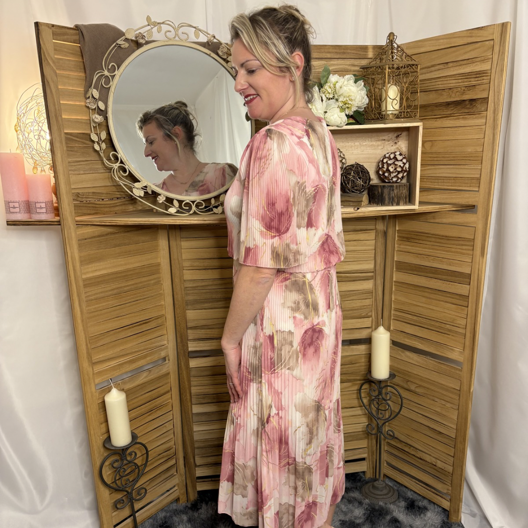 Robe Plissé Motif feuillage