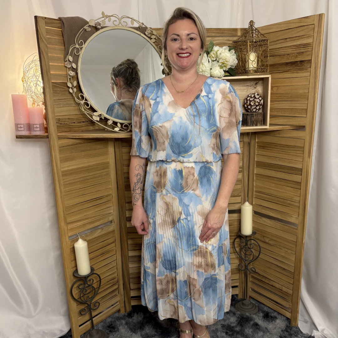 Robe Plissé Motif feuillage