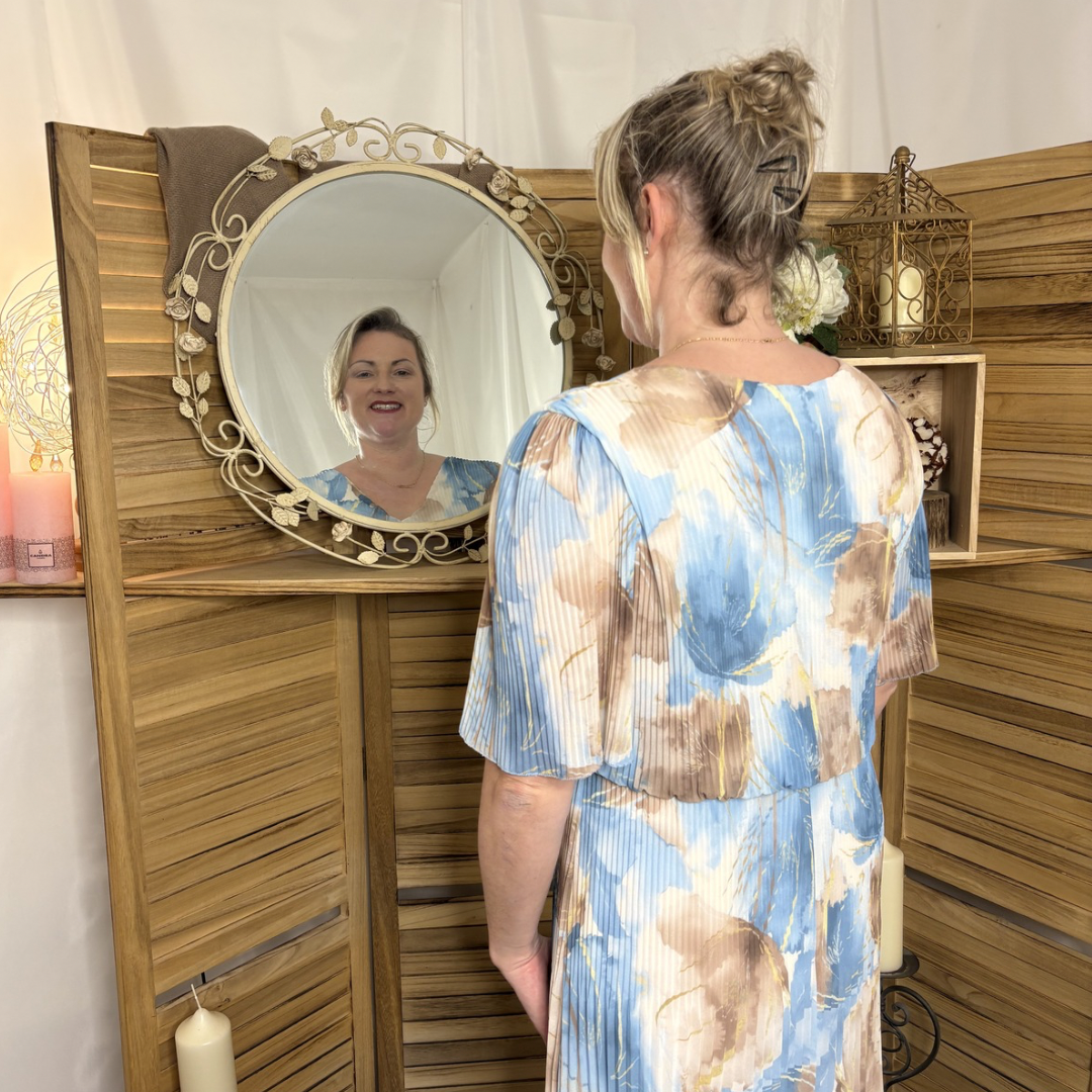 Robe Plissé Motif feuillage