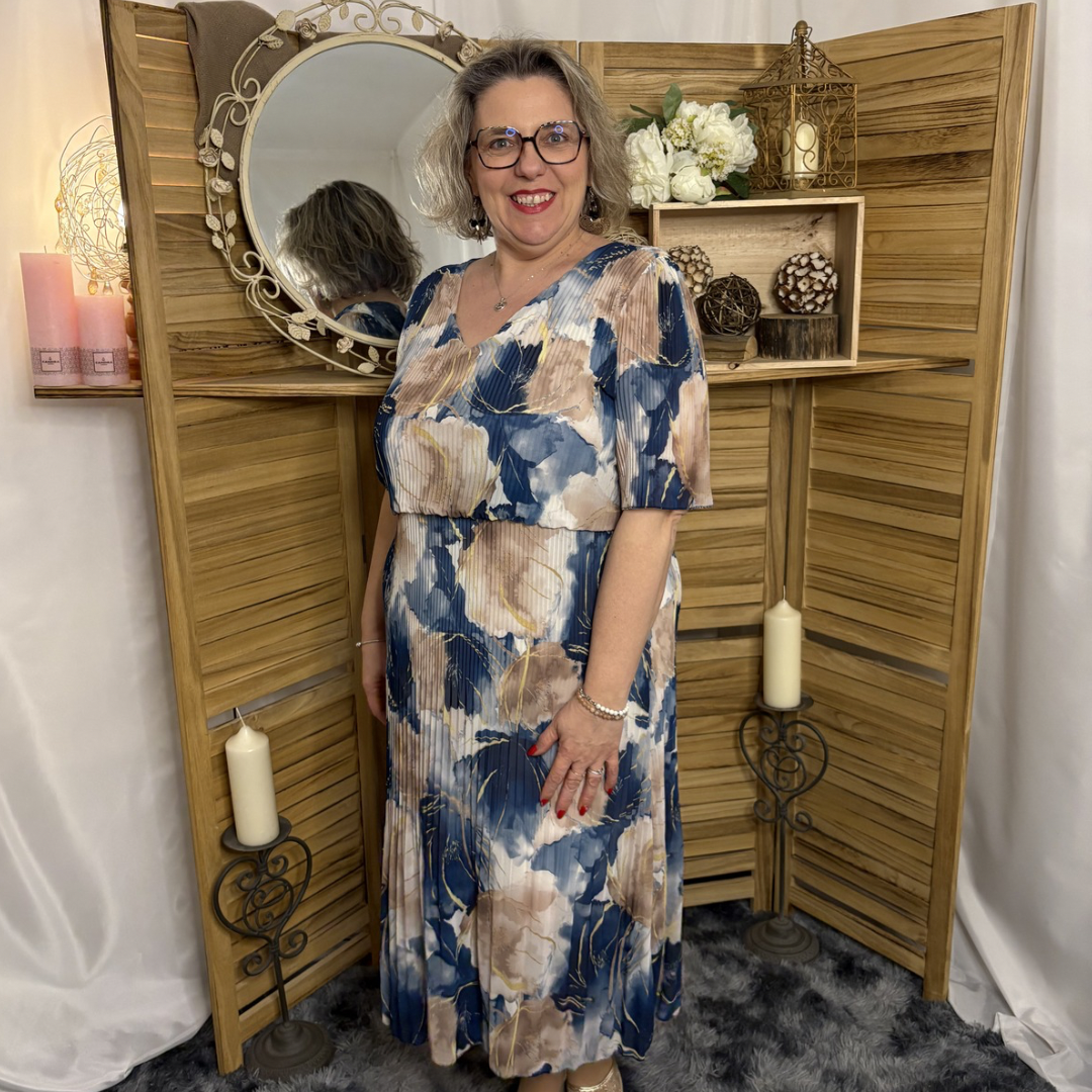 Robe Plissé Motif feuillage