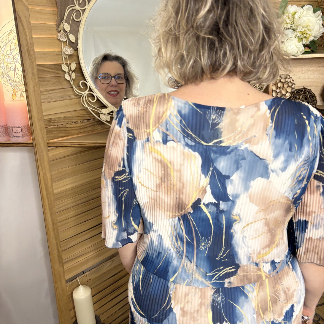 Robe Plissé Motif feuillage