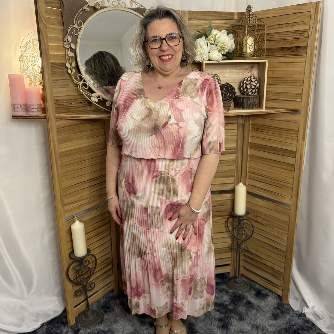 Robe Plissé Motif feuillage