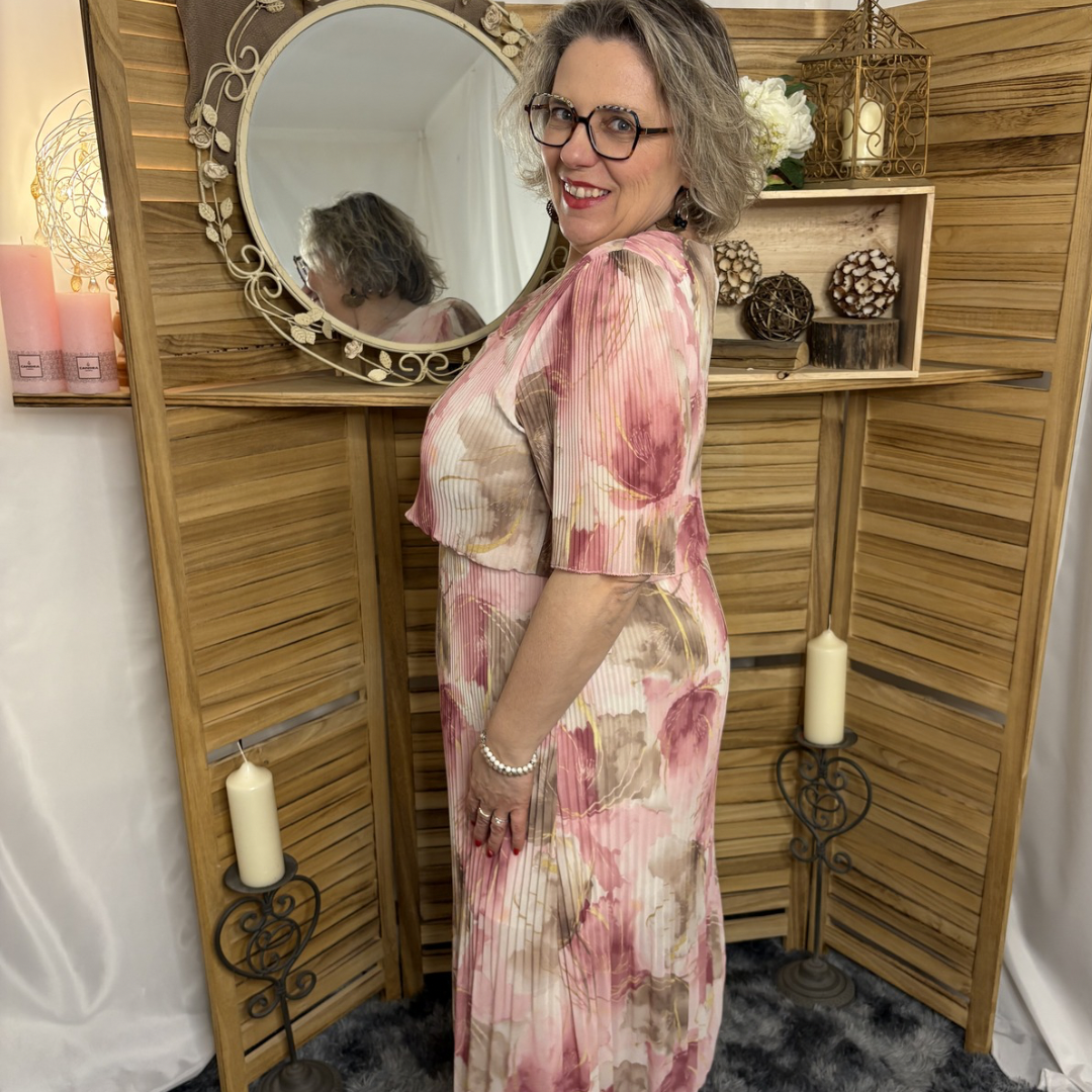 Robe Plissé Motif feuillage