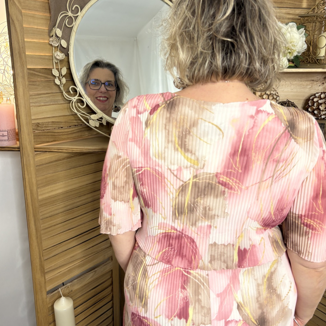 Robe Plissé Motif feuillage