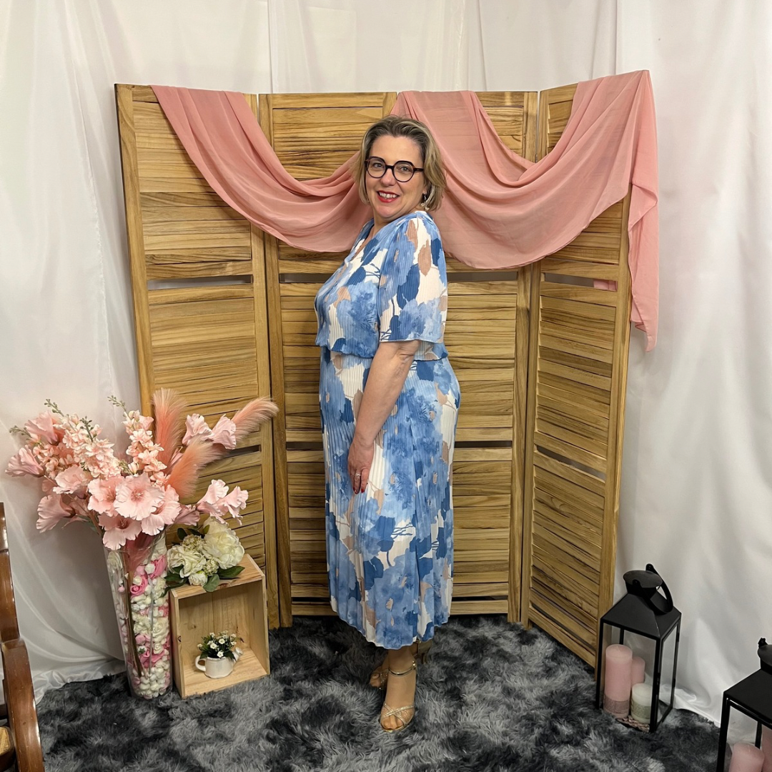 Robe Mi longue Plissée Manche courte