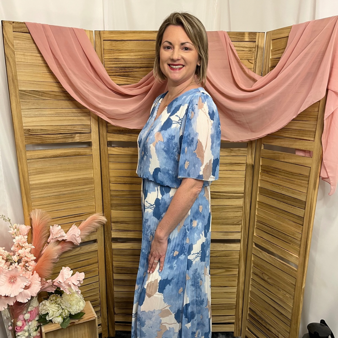 Robe Mi longue Plissée Manche courte